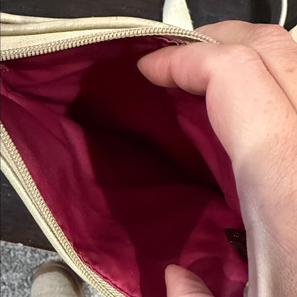 Coach Tan and Gold Crossbody Bag Optic C designer purse handbag pink vintage - Picture 6 of 10